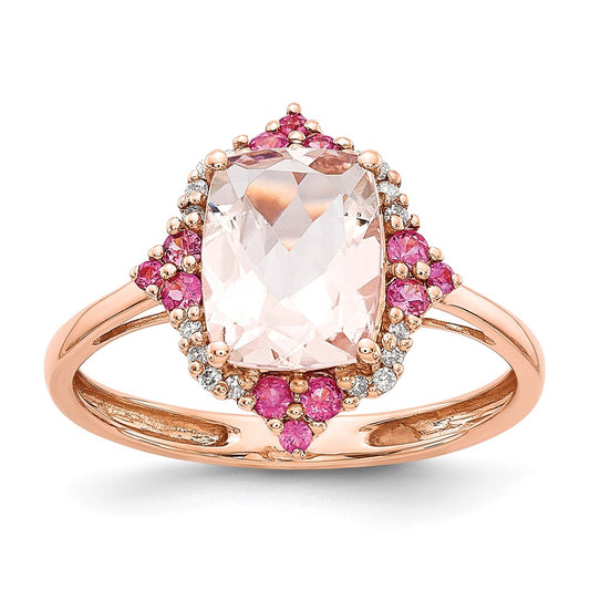 14k Rose Gold Morganite & Diamond Ring