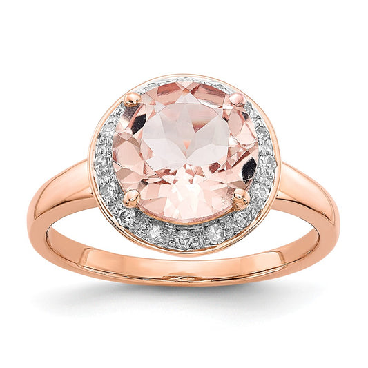 14k Rose Gold Diamond and Morganite Round Ring