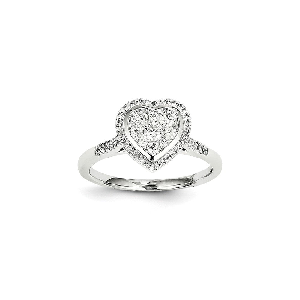 14k White Gold Diamond Heart Ring