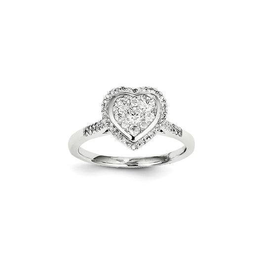 14k White Gold Diamond Heart Ring