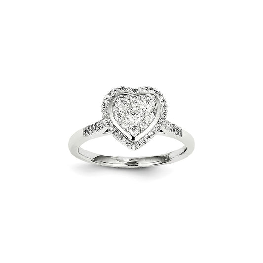 14k White Gold Diamond Heart Ring