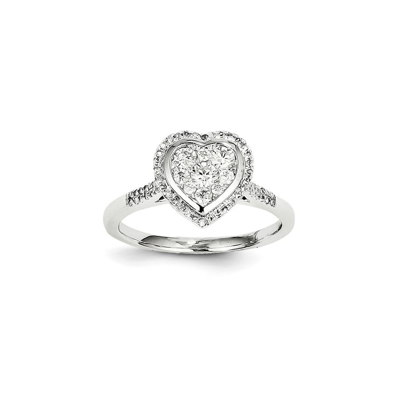 14k White Gold Diamond Heart Ring