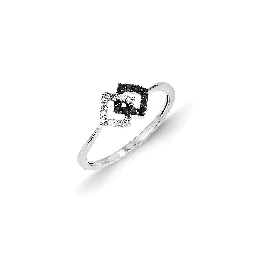 14k White Gold Black and White Diamond Ring