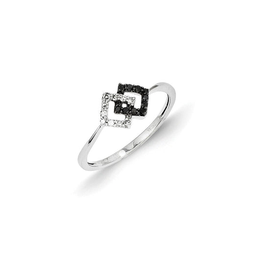 14k White Gold Black and White Diamond Ring