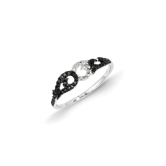 14k White Gold Black and White Diamond Ring