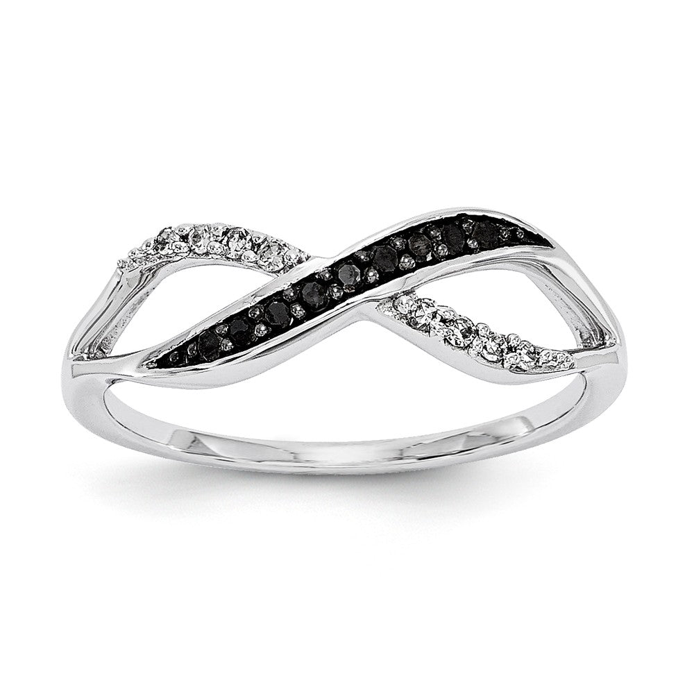 14k White Gold Black and White Diamond Ring