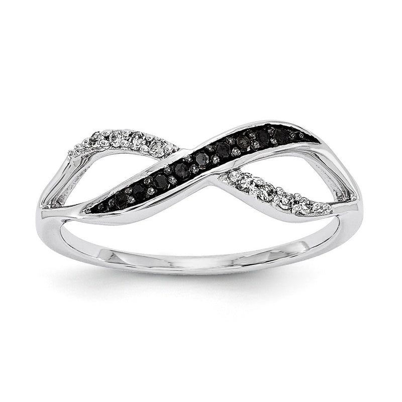 14k White Gold Black and White Diamond Ring