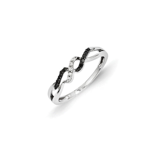 14k White Gold Black and White Diamond Ring