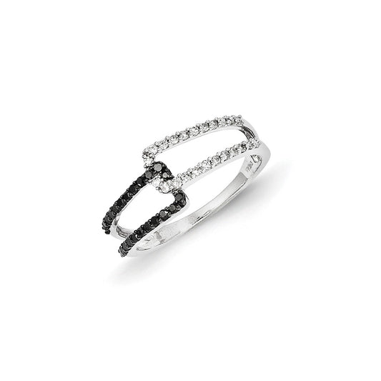 14k White Gold Black and White Diamond Ring