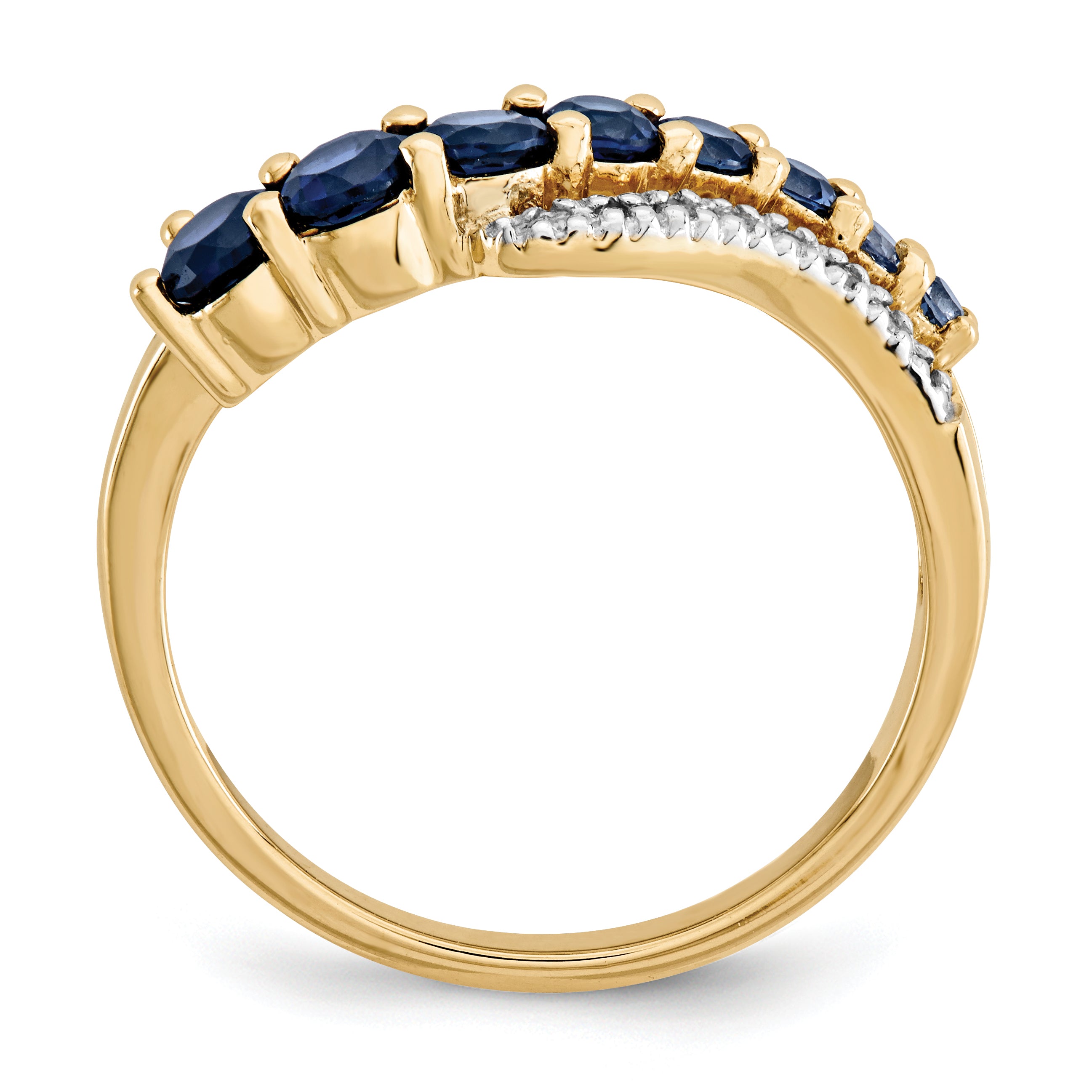 14k and Rhodium Lab Created Ceylon Sapp/Lab Created Sapp and Diamond Ring