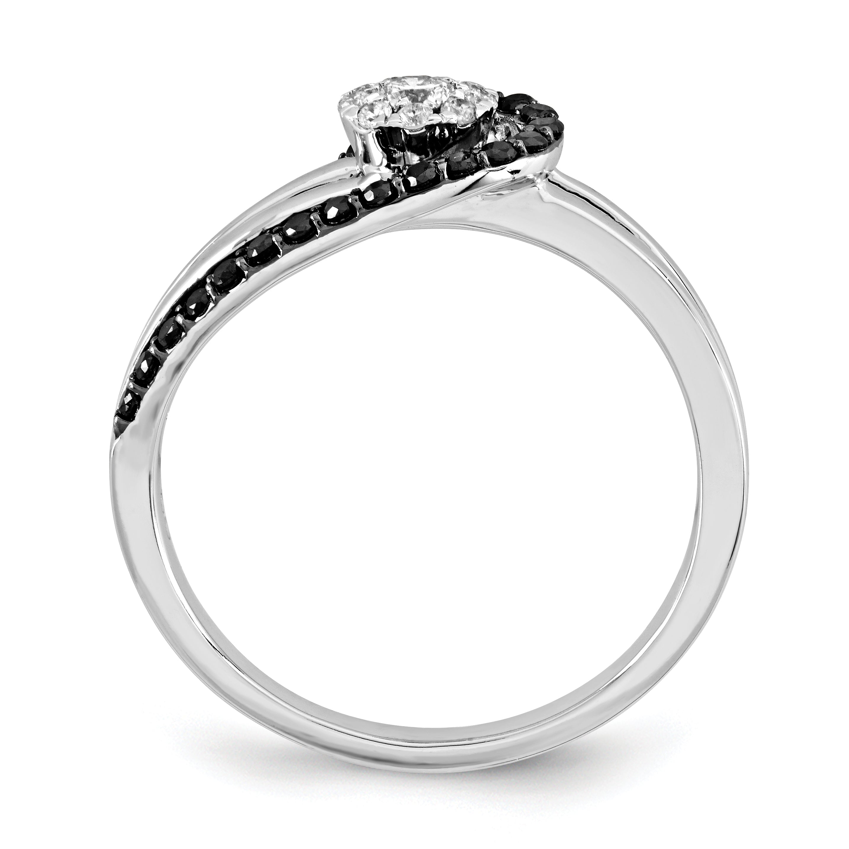 14K White Gold Black and White Diamond Ring