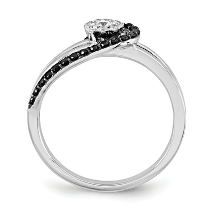 14K White Gold Black and White Diamond Ring