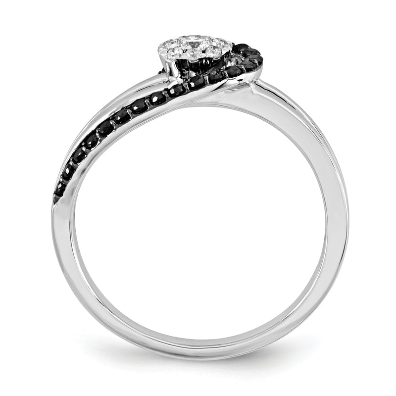 14K White Gold Black and White Diamond Ring