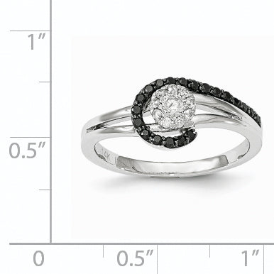 14K White Gold Black and White Diamond Ring