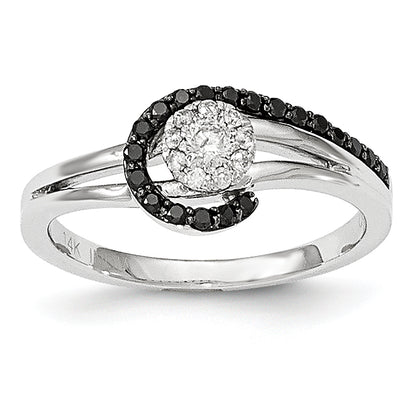 14K White Gold Black and White Diamond Ring