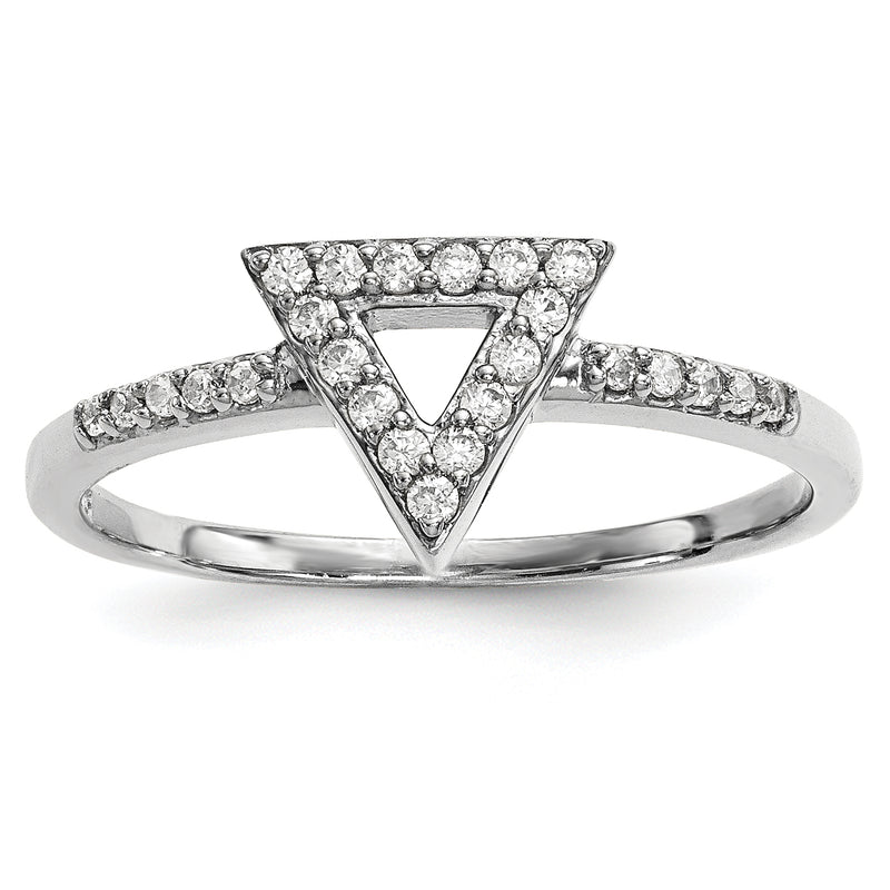 Natural Diamond Triangle Ring in 14K White Gold