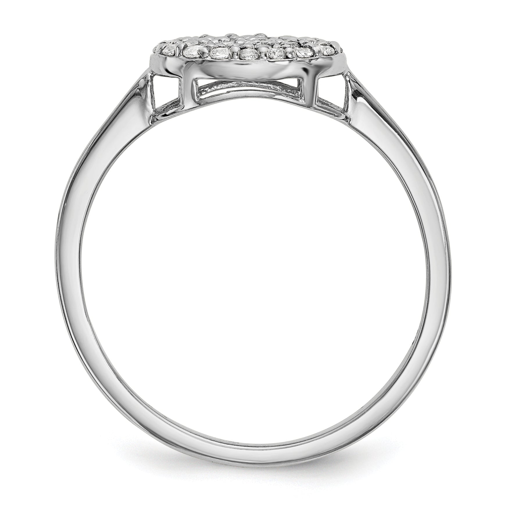 14K White Gold Natural Diamond Cluster Oval Ring