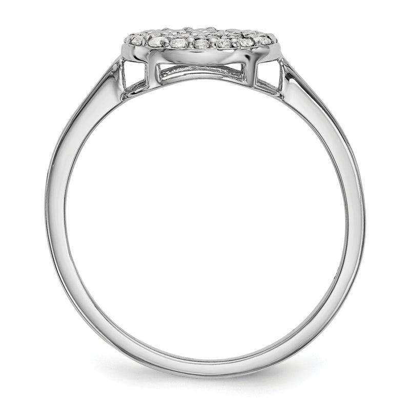 14K White Gold Natural Diamond Cluster Oval Ring