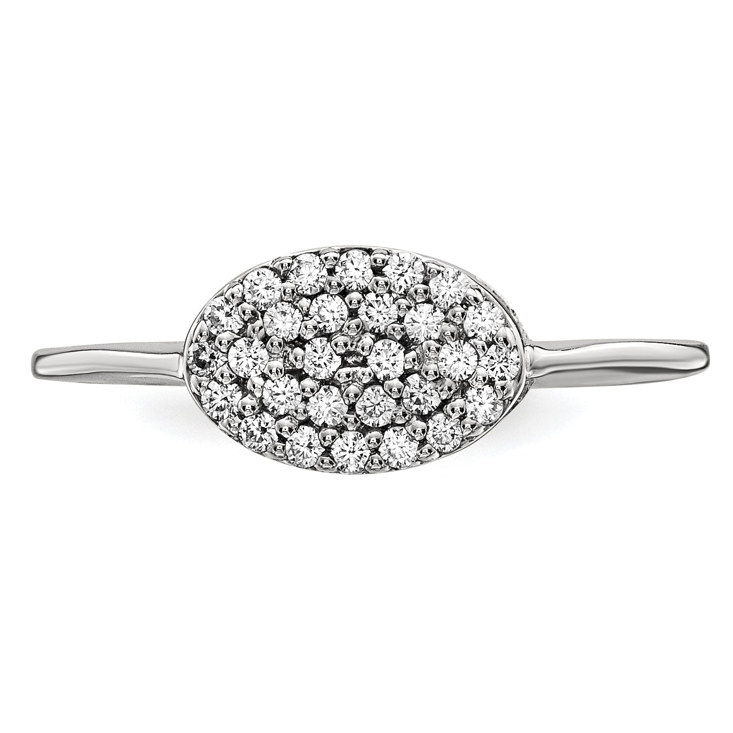 14K White Gold Natural Diamond Cluster Oval Ring