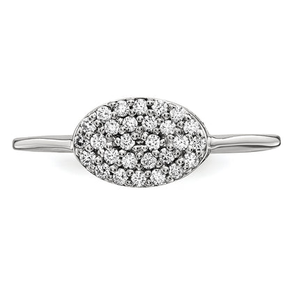 14K White Gold Natural Diamond Cluster Oval Ring