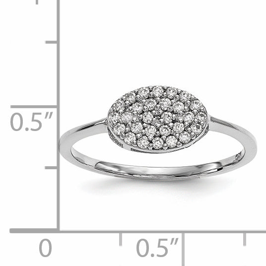 14K White Gold Natural Diamond Cluster Oval Ring