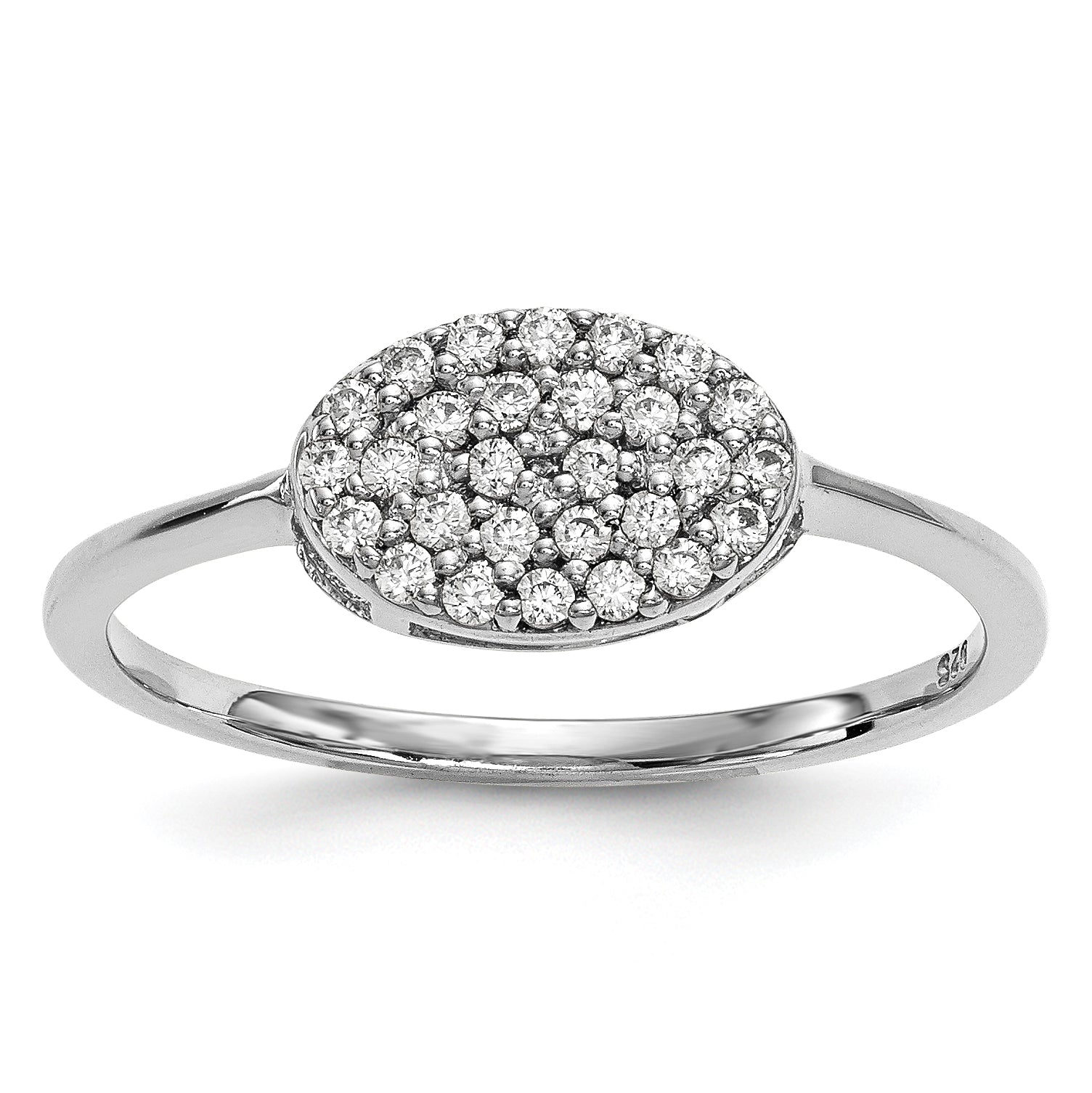14K White Gold Natural Diamond Cluster Oval Ring