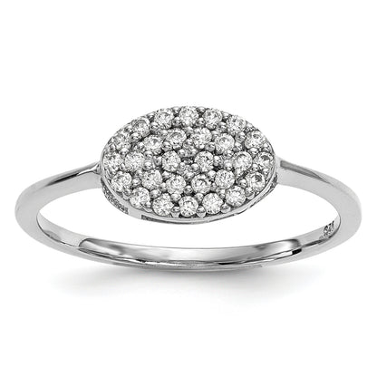 14K White Gold Natural Diamond Cluster Oval Ring