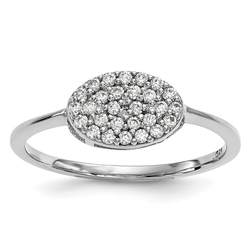 14K White Gold Natural Diamond Cluster Oval Ring