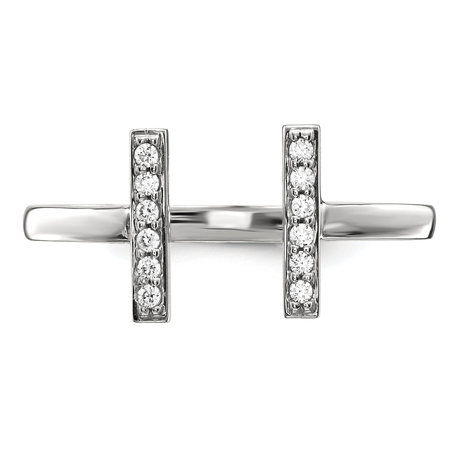 14kw Diamond Double Bar Ring