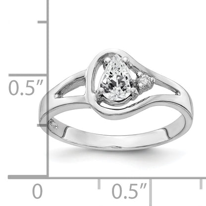 14k White Gold 6x4mm Pear Cubic Zirconia AA Diamond ring
