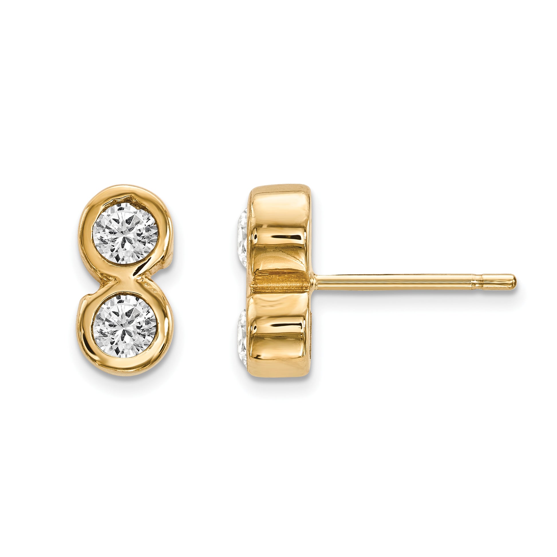 14ky 2 stone Diamond Earring