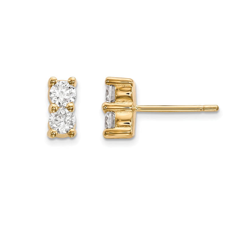 14ky 2 stone Diamond Earring