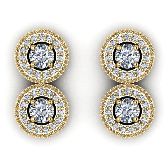 14ky A Diamond 2 stone Earring Semi Mount   4.6 mm center stones