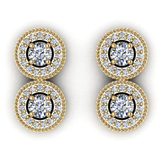 14ky AAA Diamond 2 stone Earring Semi Mount   4.6 mm center stones